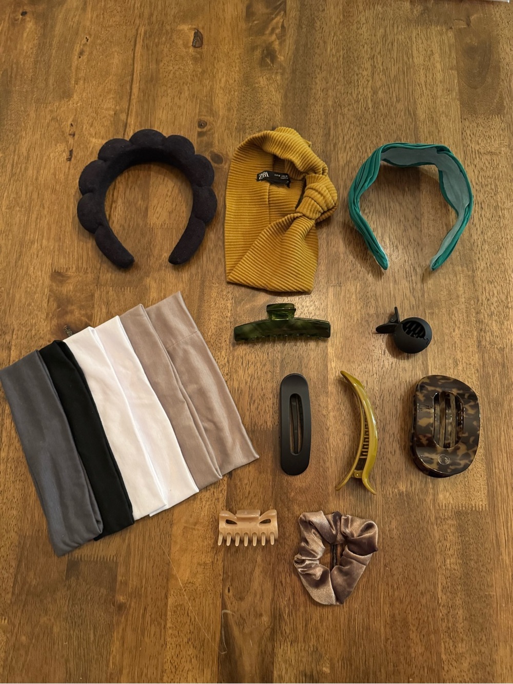 Earth Tone Hair Accessories Bundle - 16 Item Lot with Zara Ribbed Knot Headband
